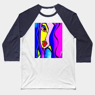 Young Girl Abstract Modern Art Colorful Psychedelic Surreal Print Baseball T-Shirt